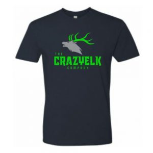 Crazy Elk Mens Navy Blue Green Logo Tee