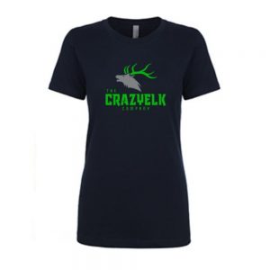 Crazy Elk Womens Navy Blue Green SS Tee
